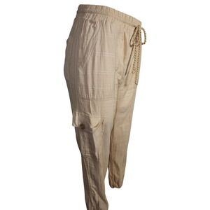 L‎ Space light peach tan cotton blend jogger pants women's M